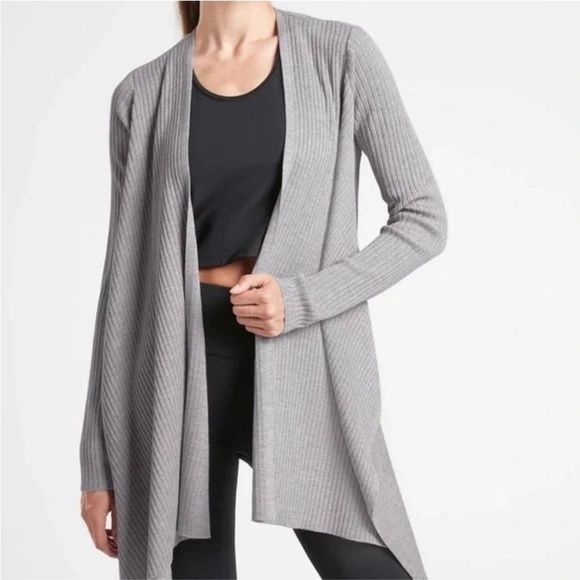 Athleta Solstice Wrap Open Front Grey Heather Cardigan - Picture 1 of 10